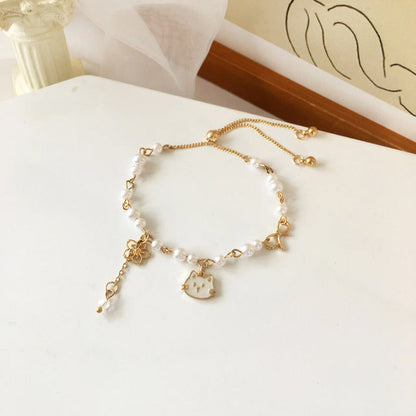 Japan Korea Star Moon Bracelet For Women Fashion Crystal Pearl Chain Jewelry